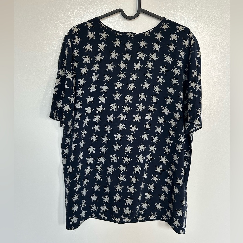 Valentino Navy and White Star Pattern Blouse